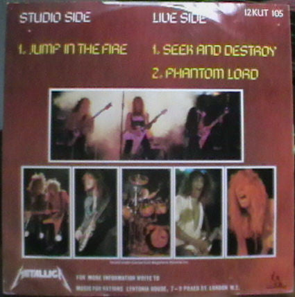 Metallica : Jump In The Fire (12", Single, Dar)