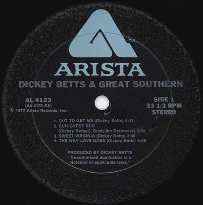 Dickey Betts & Great Southern : Dickey Betts & Great Southern (LP, Album, PRC)