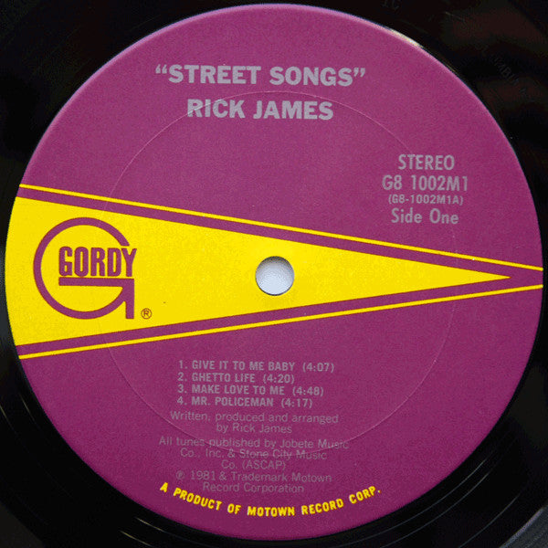 Rick James : Street Songs (LP, Album, Club, Col)