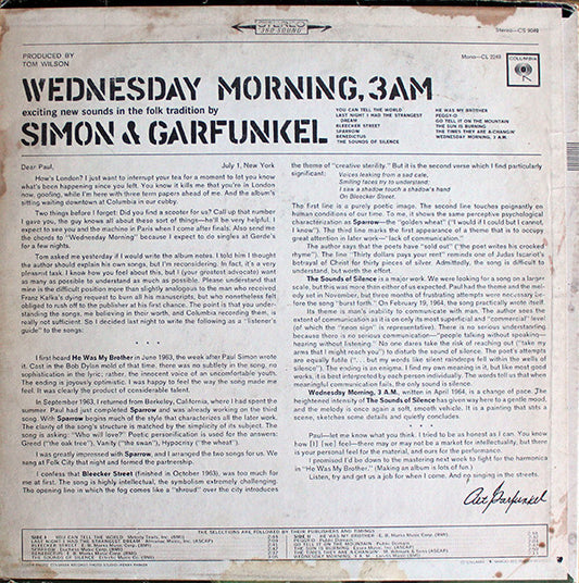 Simon & Garfunkel : Wednesday Morning, 3 A.M. (LP, Album, RE, Pit)