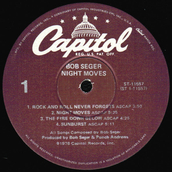 Bob Seger And The Silver Bullet Band : Night Moves (LP, Album, RE, Win)