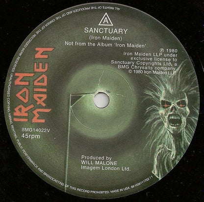 Iron Maiden : Sanctuary (7", Single, Ltd, RE, Unc)
