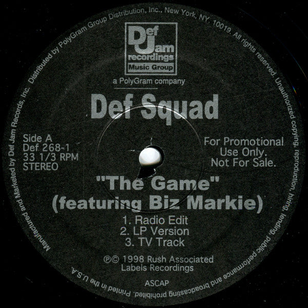 Def Squad : Countdown / The Game (12", Promo)