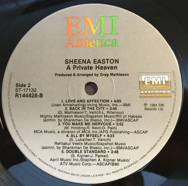 Sheena Easton : A Private Heaven (LP, Album, Club, RCA)