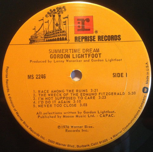 Gordon Lightfoot : Summertime Dream (LP, Album, Pit)