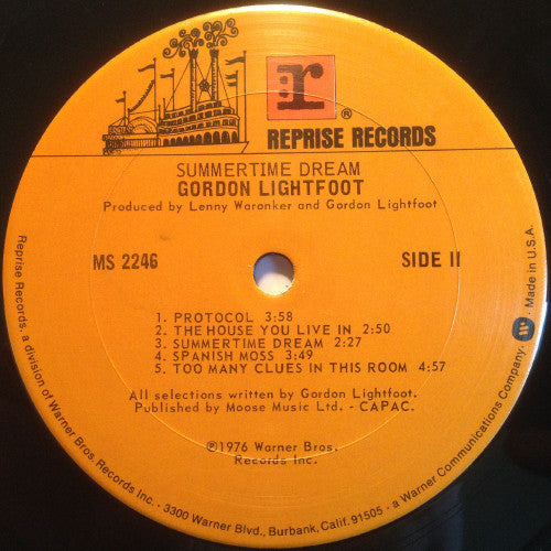 Gordon Lightfoot : Summertime Dream (LP, Album, Pit)