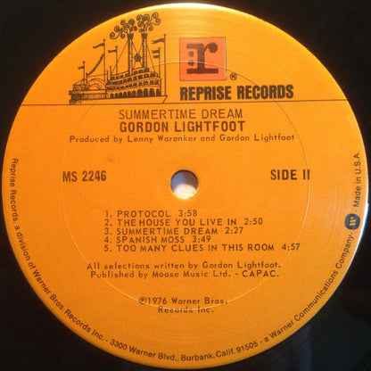 Gordon Lightfoot : Summertime Dream (LP, Album, Pit)