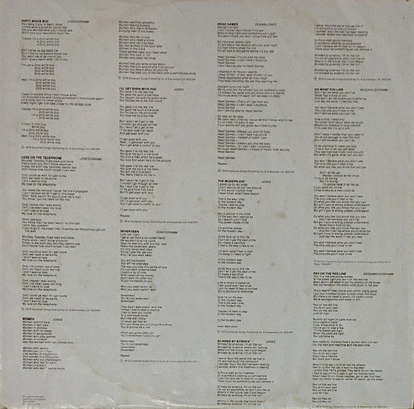 Foreigner : Head Games (LP, Album, PR )