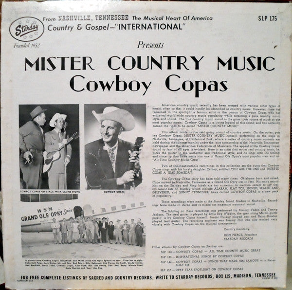 Cowboy Copas : Mister Country Music (LP, Album)