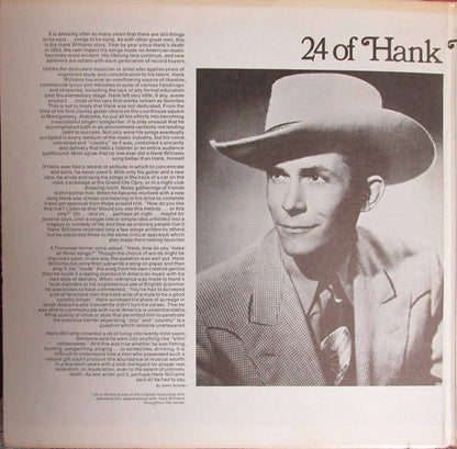 Hank Williams : 24 Of Hank Williams' Greatest Hits (2xLP, Comp, Ric)