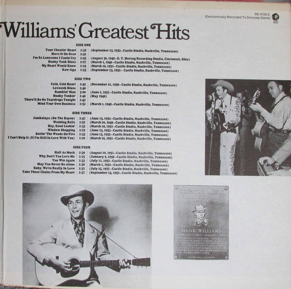 Hank Williams : 24 Of Hank Williams' Greatest Hits (2xLP, Comp, Ric)