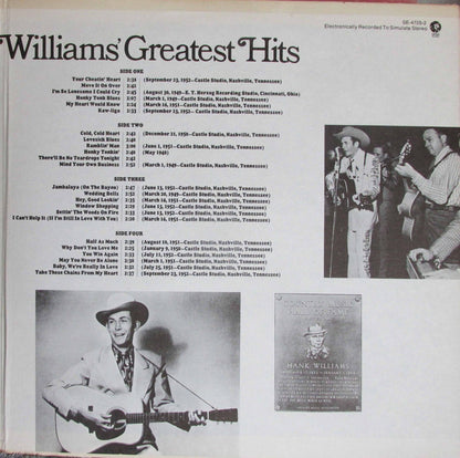Hank Williams : 24 Of Hank Williams' Greatest Hits (2xLP, Comp, Ric)