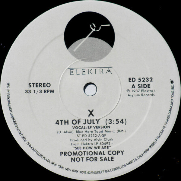 X (5) : 4th Of July (12", Promo)