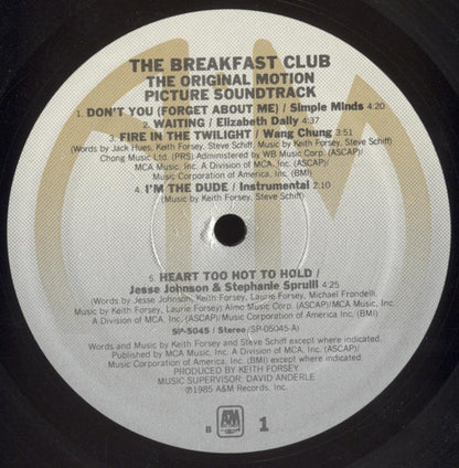 Various : The Breakfast Club (Original Motion Picture Soundtrack) (LP, Album, B P)