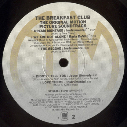 Various : The Breakfast Club (Original Motion Picture Soundtrack) (LP, Album, B P)