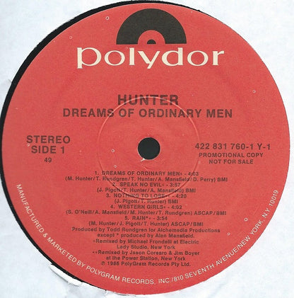 Hunter (8) : Dreams Of Ordinary Men (LP, Album, Promo)
