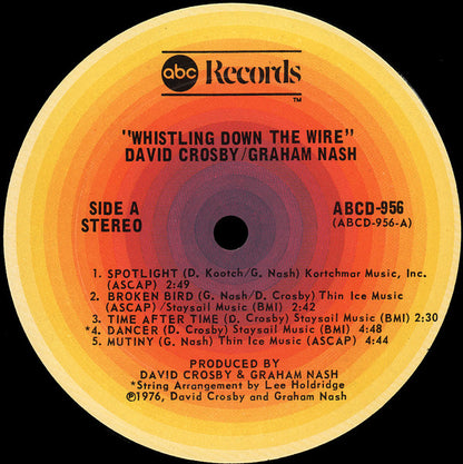 David Crosby / Graham Nash* : Whistling Down The Wire (LP, Album, San)