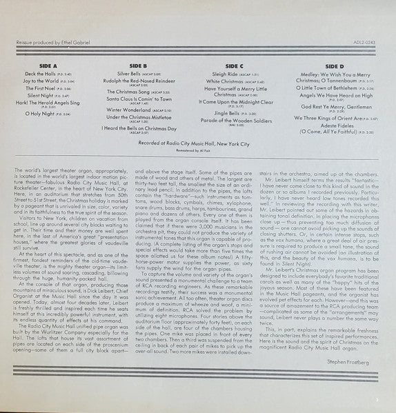 Dick Leibert : Christmas At Radio City Music Hall With Dick Leibert At The Organ (2xLP, Album, Comp, Gat)