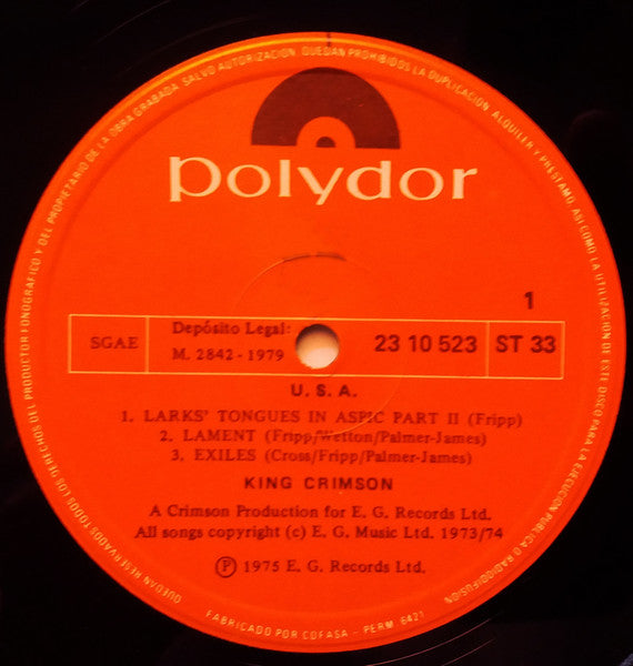 King Crimson : USA (LP, Album, RE)