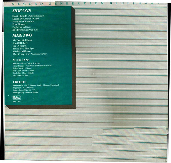 Keith Whitley & Ricky Skaggs : Second Generation Bluegrass (LP, Album, RE)