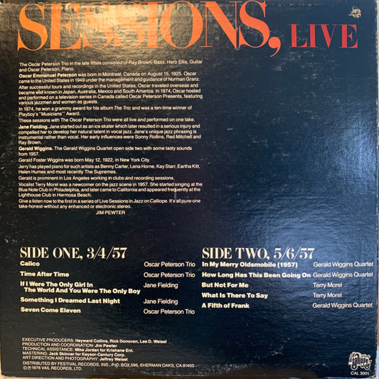 Oscar Peterson / Gerald Wiggins : Sessions, Live (LP)