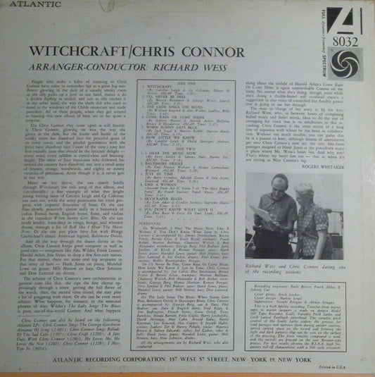 Chris Connor : Witchcraft (LP, Album, Mono)