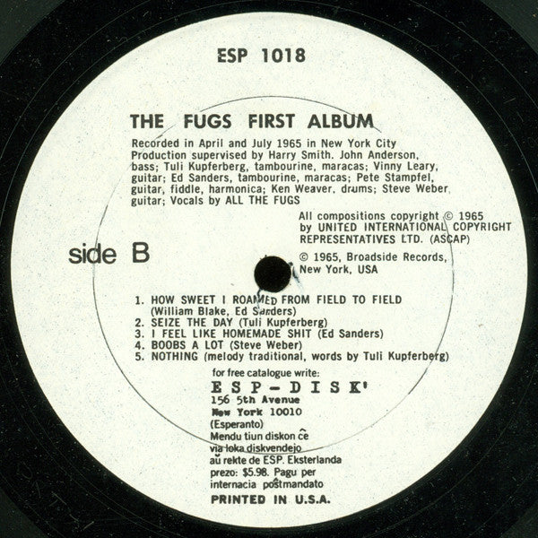 The Fugs : The Fugs First Album (LP, Album, RE)