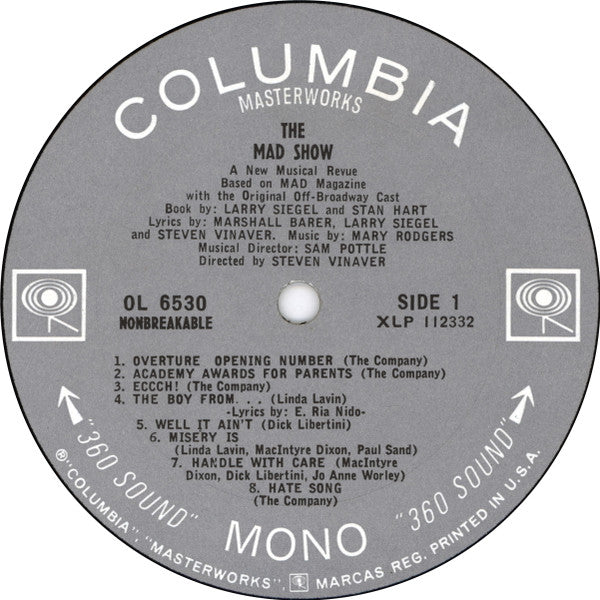 "The Mad Show" Company : The Mad Show - A New Musical Revue Based On MAD Magazine (LP, Album, Mono)