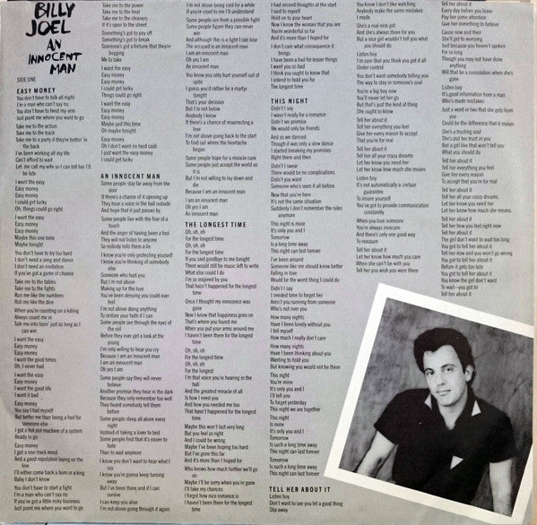 Billy Joel : An Innocent Man (LP, Album, Pit)