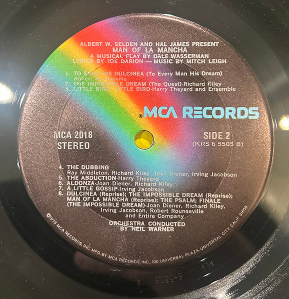 Original Cast*, Richard Kiley, Joan Diener, Irving Jacobson, Robert Rounseville, Ray Middleton : Man Of La Mancha (LP, RE)