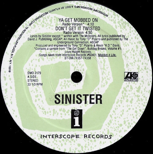 Sinister (6) : Mobbin 4 Life (12", Promo, Smplr)