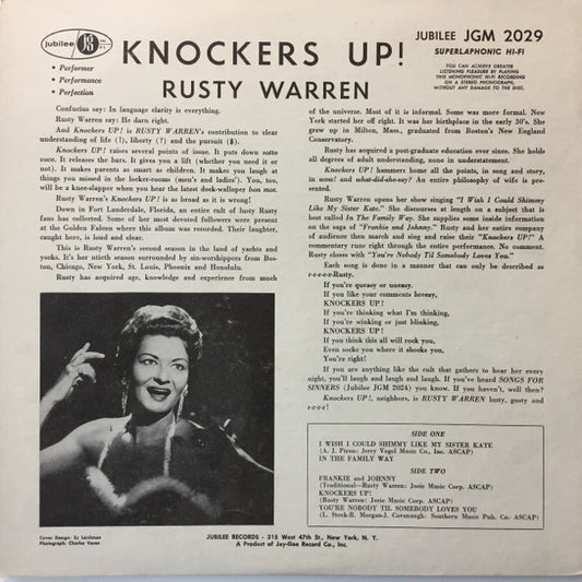 Rusty Warren : Knockers Up! (LP, Mono, RP)