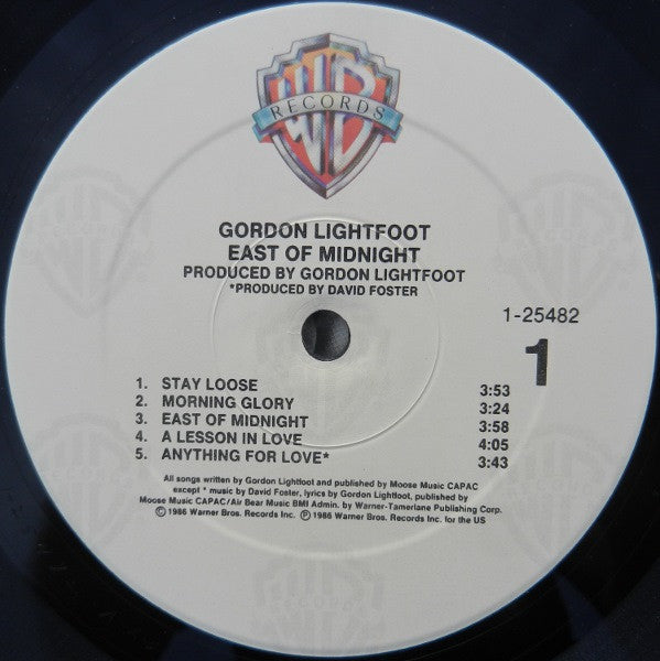 Gordon Lightfoot : East Of Midnight (LP, Album, Spe)