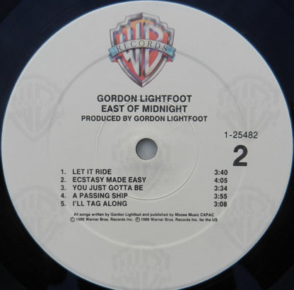 Gordon Lightfoot : East Of Midnight (LP, Album, Spe)