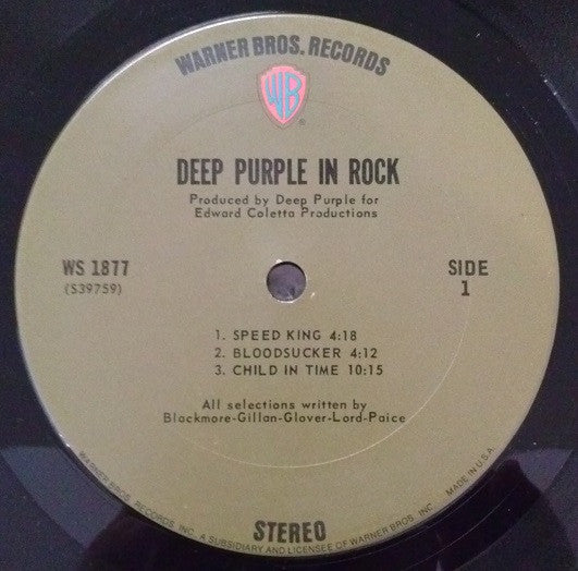 Deep Purple : Deep Purple In Rock (LP, Album, Gat)