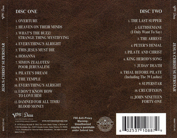 Andrew Lloyd Webber And Tim Rice : Jesus Christ Superstar (2xCD, Album, RE, RM)