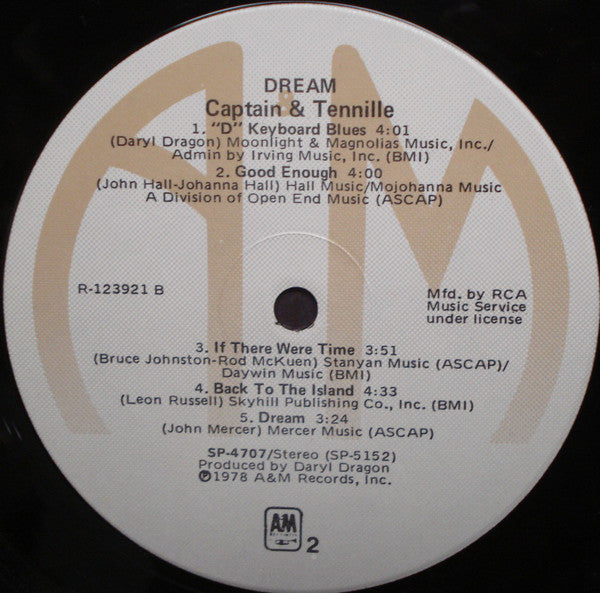 Captain & Tennille* : Dream (LP, Album, Club)