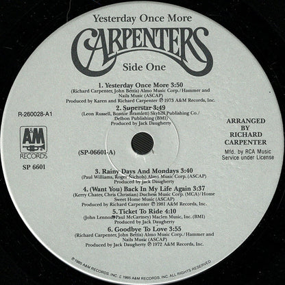 Carpenters : Yesterday Once More (2xLP, Comp, Club)