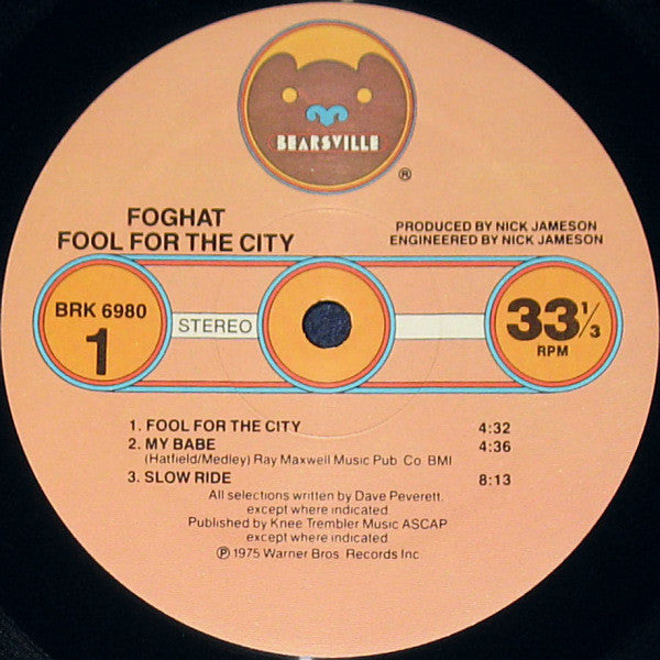 Foghat : Fool For The City (LP, Album, RE, SRC)