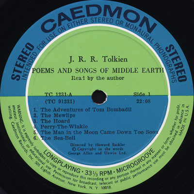 J.R.R. Tolkien : Poems And Songs Of Middle Earth (LP, Album)