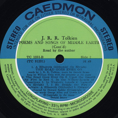 J.R.R. Tolkien : Poems And Songs Of Middle Earth (LP, Album)