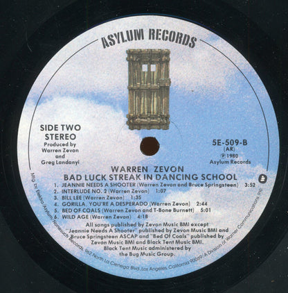 Warren Zevon : Bad Luck Streak In Dancing School (LP, Album, AR )