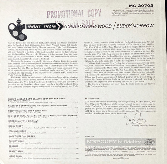 Buddy Morrow : Night Train Goes To Hollywood (LP, Album, Mono)