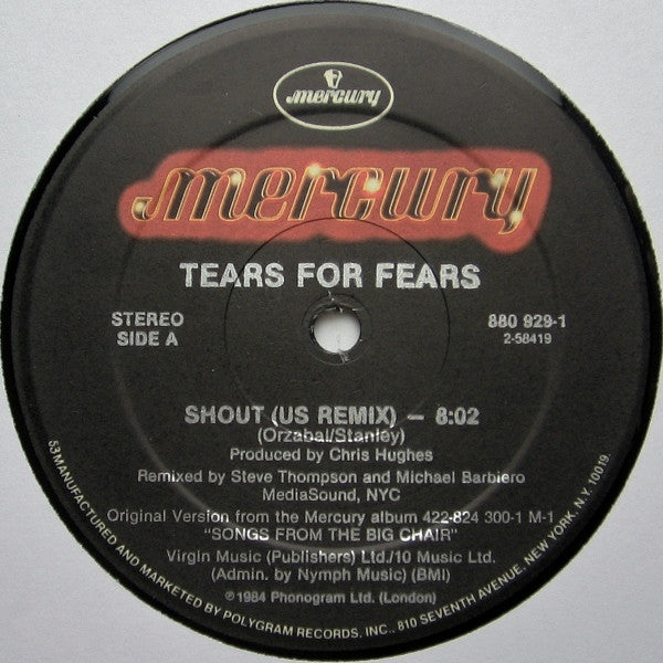 Tears For Fears : Shout (US & UK Remix Versions) (12", HRM)