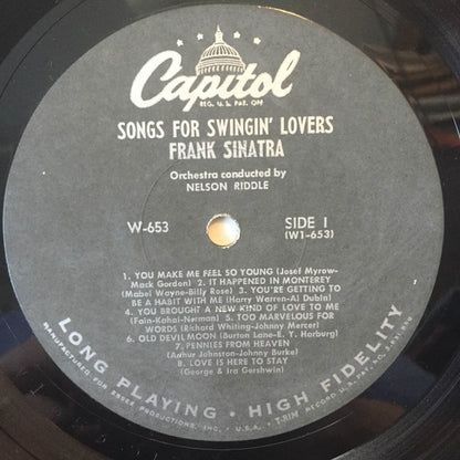 Frank Sinatra : Songs For Swingin' Lovers (LP, Album, Mono, RP)