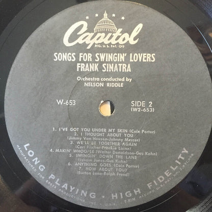 Frank Sinatra : Songs For Swingin' Lovers (LP, Album, Mono, RP)