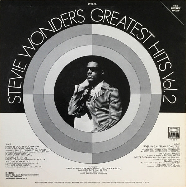 Stevie Wonder : Stevie Wonder's Greatest Hits Vol. 2 (LP, Comp, Club, RE)