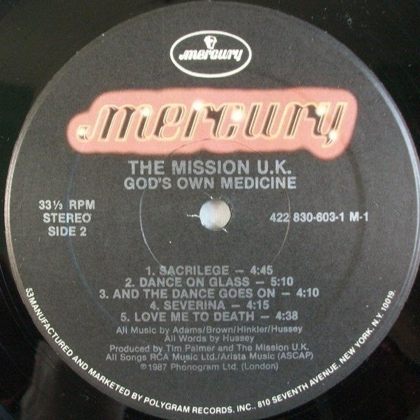 The Mission UK* : God's Own Medicine (LP, Album, Hau)