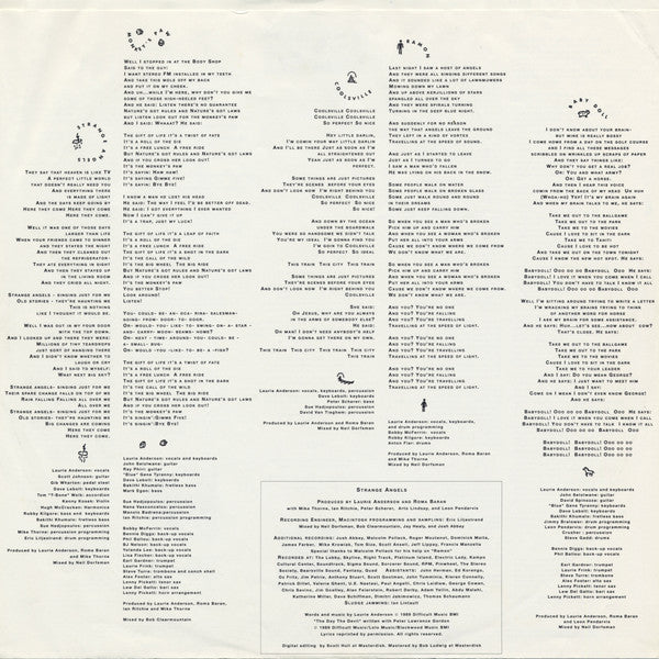 Laurie Anderson : Strange Angels (LP, Album)