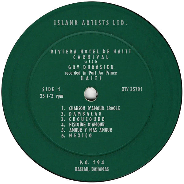 Guy Durosier : Riviera Hotel D'Haiti Carnival (LP, Album, Mono)